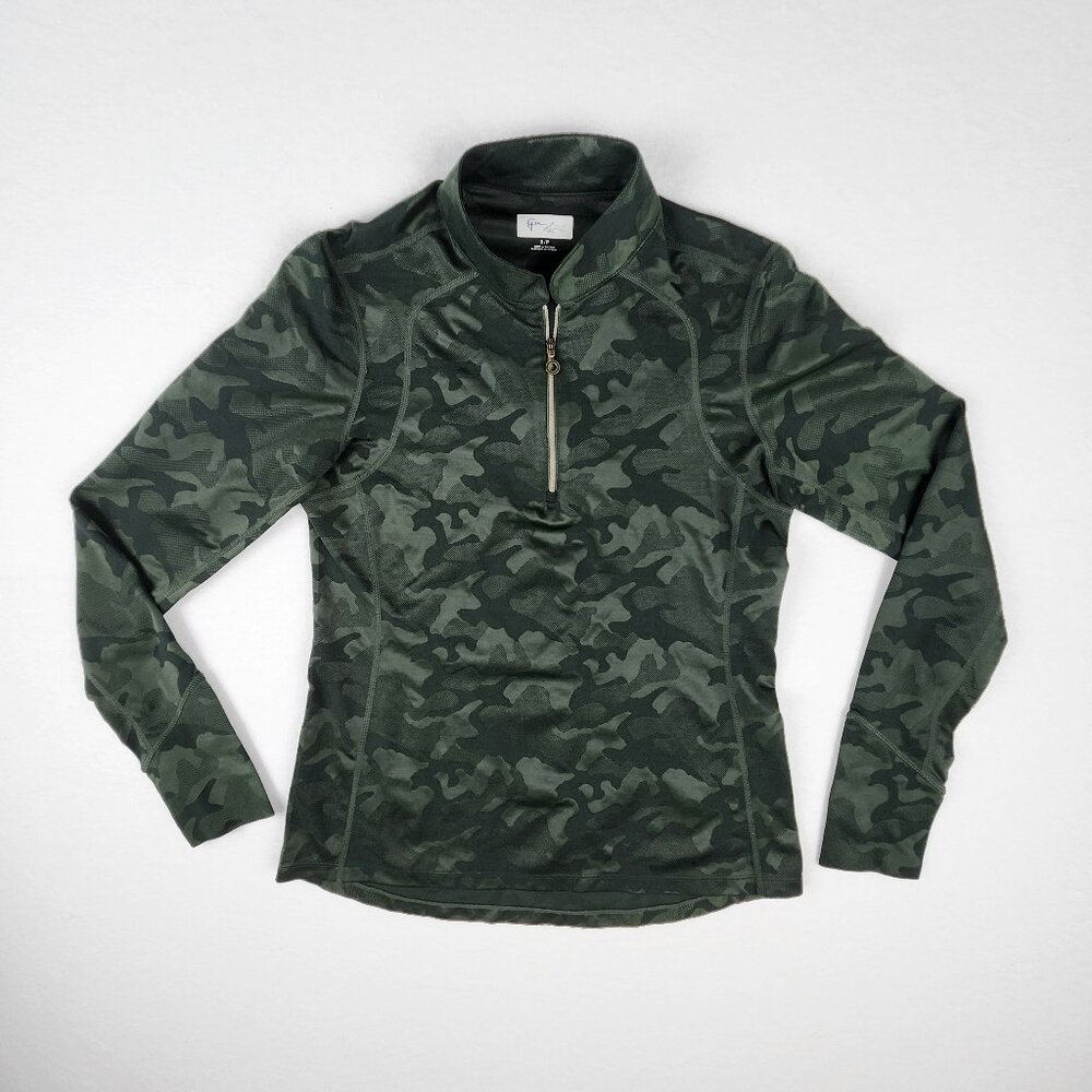 Gymshark Womens Athletic Jacket Size S Green Camo 1/4 Zip